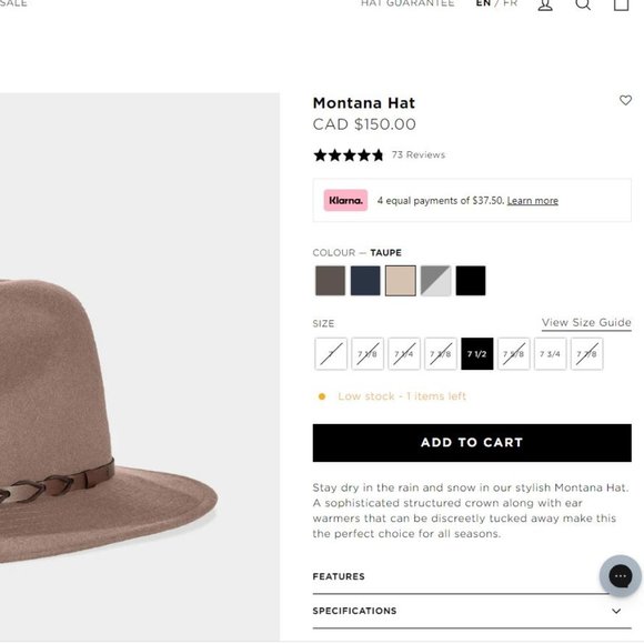 NTW Tilley Unisex Wool Montana Fedora Hat - Taupe - Size Large - Picture 8 of 15